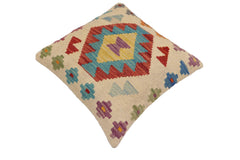 handmade Traditional Pillow Beige Red Hand-Woven SQUARE 100% WOOL Hand woven turkish pillow2' x 2'