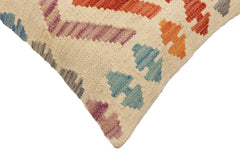 handmade Traditional Pillow Beige Rust Hand-Woven SQUARE 100% WOOL Hand woven turkish pillow2' x 2'