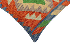 handmade Traditional Pillow Rust Blue Hand-Woven SQUARE 100% WOOL Hand woven turkish pillow2' x 2'