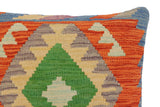 handmade Traditional Pillow Rust Blue Hand-Woven SQUARE 100% WOOL Hand woven turkish pillow2' x 2'