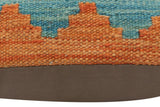 handmade Traditional Pillow Blue Orange Hand-Woven SQUARE 100% WOOL Hand woven turkish pillow2' x 2'
