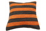 handmade Modern Pillow Rust Black Hand-Woven SQUARE 100% WOOL  Hand woven turkish pillow  2 x 2