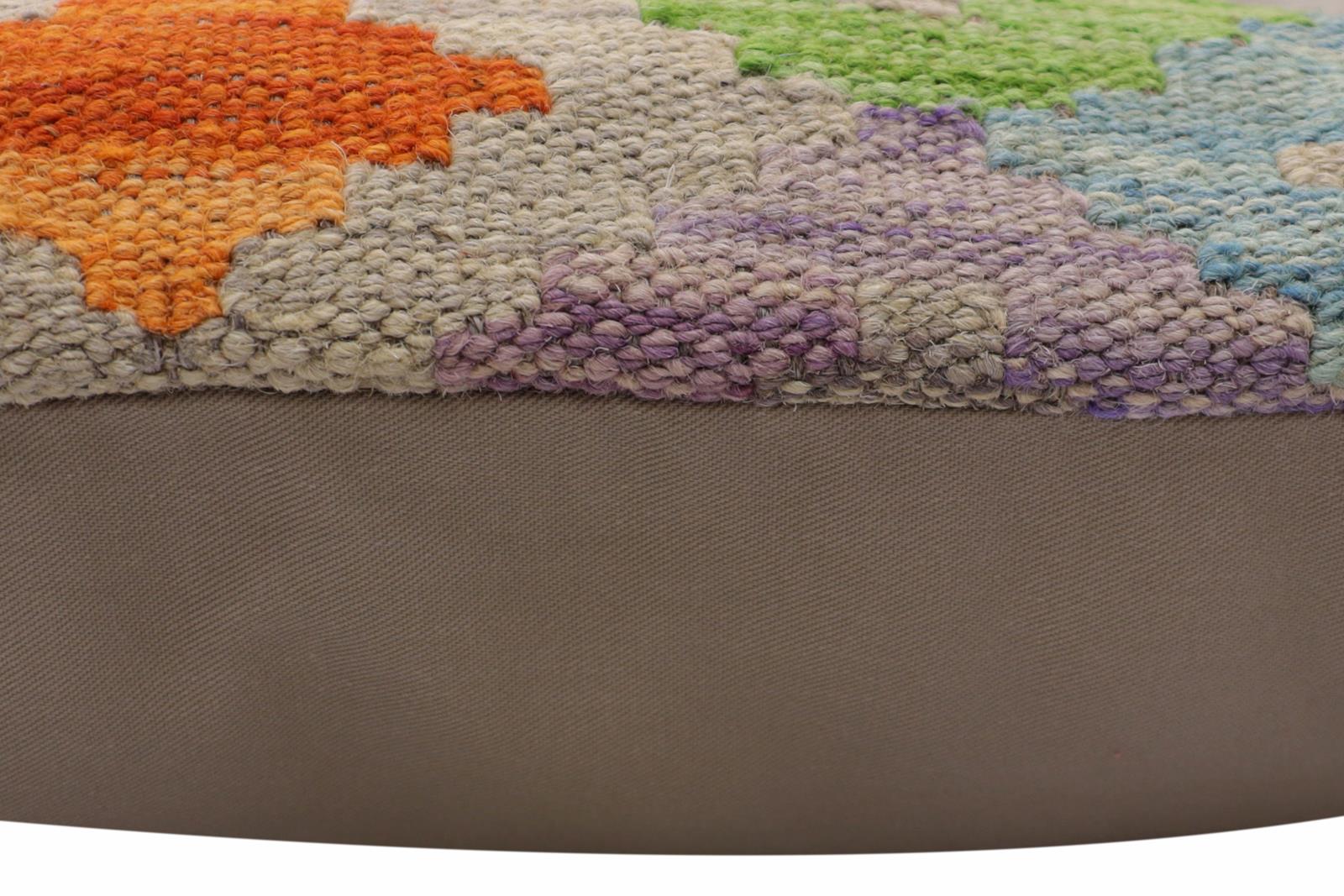 handmade Traditional Pillow Blue Rust Hand-Woven SQUARE 100% WOOL Hand woven turkish pillow2' x 2'