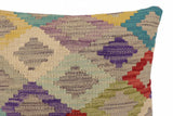 handmade Traditional Pillow Blue Red Hand-Woven SQUARE 100% WOOL Hand woven turkish pillow2' x 2'
