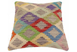 handmade Traditional Pillow Blue Red Hand-Woven SQUARE 100% WOOL Hand woven turkish pillow2' x 2'