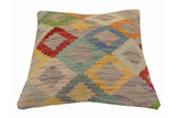 handmade Traditional Pillow Blue Red Hand-Woven SQUARE 100% WOOL Hand woven turkish pillow2' x 2'