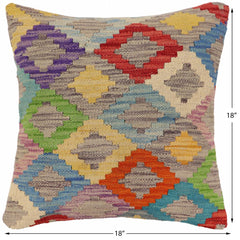 handmade Traditional Pillow Blue Red Hand-Woven SQUARE 100% WOOL Hand woven turkish pillow2' x 2'