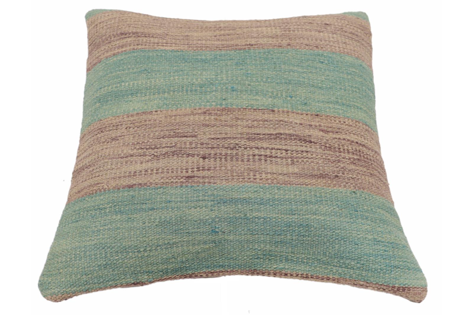 handmade Modern Pillow Teal Purple Hand-Woven SQUARE 100% WOOL  Hand woven turkish pillow  2 x 2