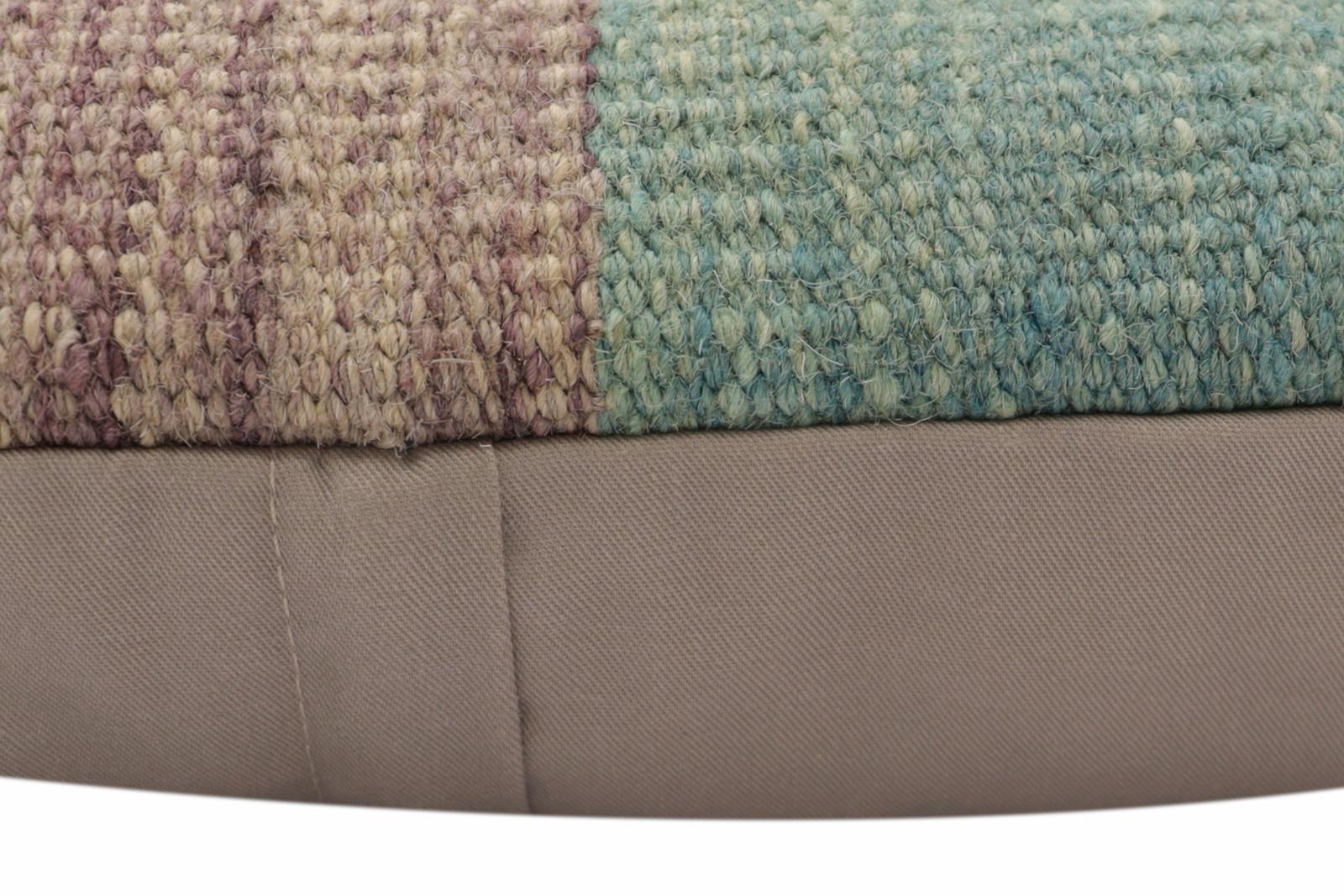 handmade Modern Pillow Teal Purple Hand-Woven SQUARE 100% WOOL  Hand woven turkish pillow  2 x 2