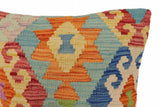 handmade Traditional Pillow Blue Rust Hand-Woven SQUARE 100% WOOL Hand woven turkish pillow2' x 2'