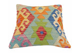 handmade Traditional Pillow Blue Rust Hand-Woven SQUARE 100% WOOL Hand woven turkish pillow2' x 2'