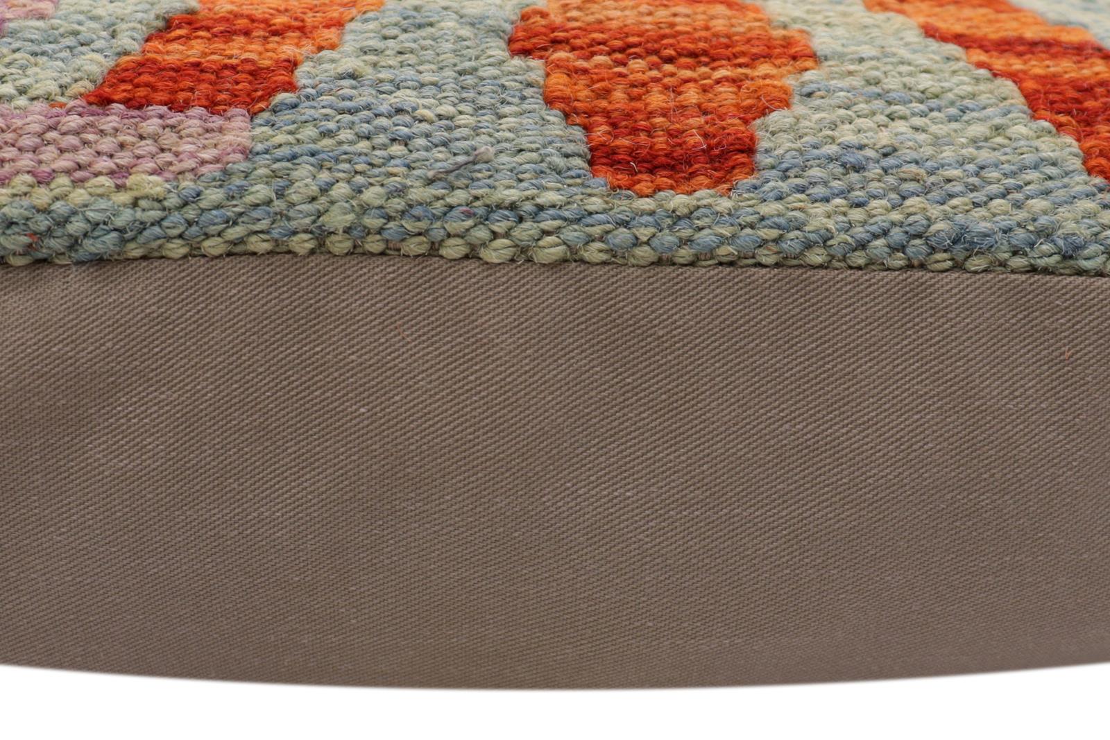 handmade Traditional Pillow Blue Rust Hand-Woven SQUARE 100% WOOL Hand woven turkish pillow2' x 2'
