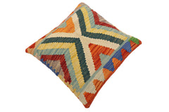 handmade Traditional Pillow Rust Blue Hand-Woven SQUARE 100% WOOL Hand woven turkish pillow2' x 2'