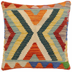 handmade Traditional Pillow Rust Blue Hand-Woven SQUARE 100% WOOL Hand woven turkish pillow2' x 2'