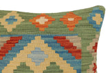 handmade Traditional Pillow Green Rust Hand-Woven SQUARE 100% WOOL Hand woven turkish pillow2' x 2'