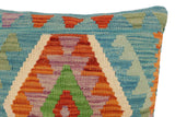 handmade Traditional Pillow Blue Rust Hand-Woven SQUARE 100% WOOL Hand woven turkish pillow2' x 2'