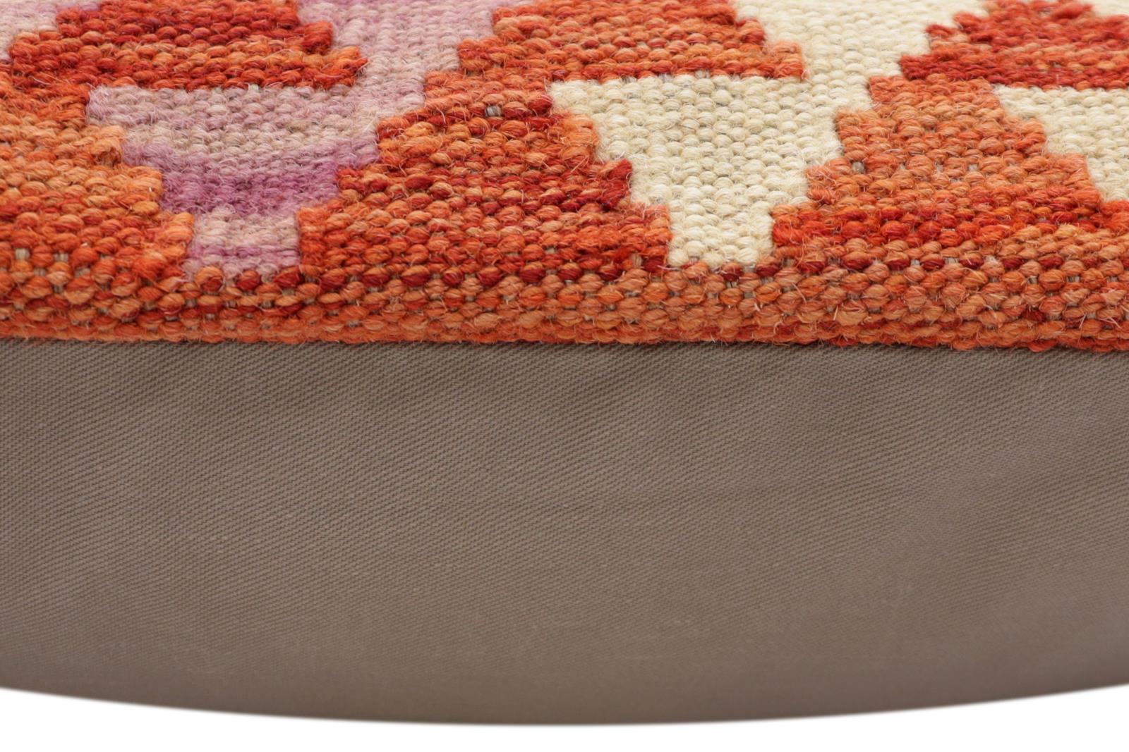 handmade Traditional Pillow Rust Blue Hand-Woven SQUARE 100% WOOL Hand woven turkish pillow2' x 2'