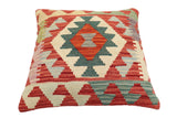 handmade Traditional Pillow Red Blue Hand-Woven SQUARE 100% WOOL Hand woven turkish pillow2' x 2'