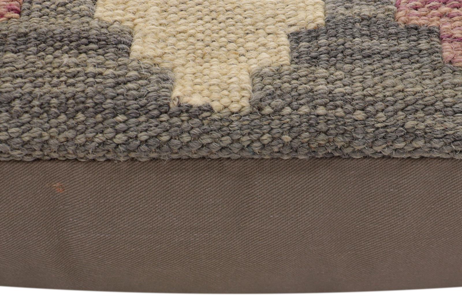 handmade Traditional Pillow Gray Red Hand-Woven SQUARE 100% WOOL  Hand woven turkish pillow  2 x 2