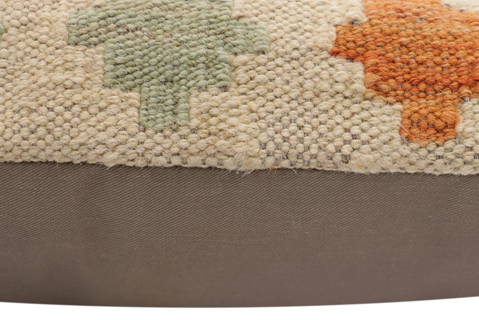 handmade Traditional Pillow Beige Red Hand-Woven SQUARE 100% WOOL Hand woven turkish pillow2' x 2'