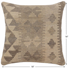 handmade Traditional Pillow Beige Gray Hand-Woven SQUARE 100% WOOL Hand woven turkish pillow2' x 2'