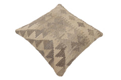 handmade Traditional Pillow Beige Gray Hand-Woven SQUARE 100% WOOL Hand woven turkish pillow2' x 2'