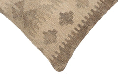 handmade Traditional Pillow Beige Gray Hand-Woven SQUARE 100% WOOL Hand woven turkish pillow2' x 2'