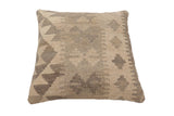 handmade Traditional Pillow Beige Gray Hand-Woven SQUARE 100% WOOL Hand woven turkish pillow2' x 2'