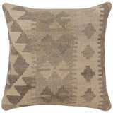 handmade Traditional Pillow Beige Gray Hand-Woven SQUARE 100% WOOL Hand woven turkish pillow2' x 2'