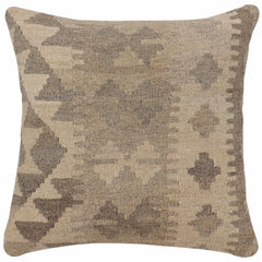 handmade Traditional Pillow Beige Gray Hand-Woven SQUARE 100% WOOL Hand woven turkish pillow2' x 2'