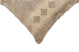 handmade Traditional Pillow Beige Gray Hand-Woven SQUARE 100% WOOL Hand woven turkish pillow2' x 2'