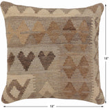 handmade Traditional Pillow Beige Gray Hand-Woven SQUARE 100% WOOL Hand woven turkish pillow2' x 2'