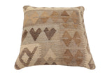 handmade Traditional Pillow Beige Gray Hand-Woven SQUARE 100% WOOL Hand woven turkish pillow2' x 2'