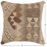 handmade Traditional Pillow Beige Brown Hand-Woven SQUARE 100% WOOL Hand woven turkish pillow2' x 2'