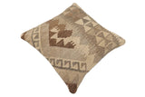 handmade Traditional Pillow Beige Brown Hand-Woven SQUARE 100% WOOL Hand woven turkish pillow2' x 2'