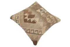 handmade Traditional Pillow Beige Brown Hand-Woven SQUARE 100% WOOL Hand woven turkish pillow2' x 2'