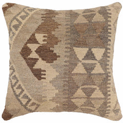 handmade Traditional Pillow Beige Brown Hand-Woven SQUARE 100% WOOL Hand woven turkish pillow2' x 2'