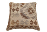 handmade Traditional Pillow Beige Gray Hand-Woven SQUARE 100% WOOL Hand woven turkish pillow2' x 2'