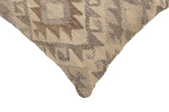 handmade Traditional Pillow Beige Gray Hand-Woven SQUARE 100% WOOL Hand woven turkish pillow2' x 2'
