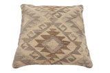 handmade Traditional Pillow Beige Gray Hand-Woven SQUARE 100% WOOL Hand woven turkish pillow2' x 2'