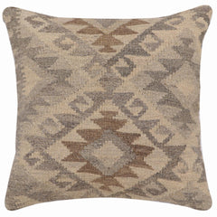 handmade Traditional Pillow Beige Gray Hand-Woven SQUARE 100% WOOL Hand woven turkish pillow2' x 2'