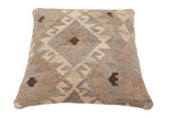 handmade Traditional Pillow Beige Gray Hand-Woven SQUARE 100% WOOL Hand woven turkish pillow2' x 2'