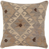 handmade Traditional Pillow Beige Gray Hand-Woven SQUARE 100% WOOL Hand woven turkish pillow2' x 2'