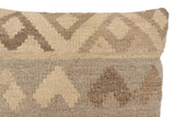 handmade Traditional Pillow Beige Gray Hand-Woven SQUARE 100% WOOL Hand woven turkish pillow2' x 2'