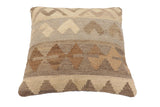 handmade Traditional Pillow Beige Gray Hand-Woven SQUARE 100% WOOL Hand woven turkish pillow2' x 2'