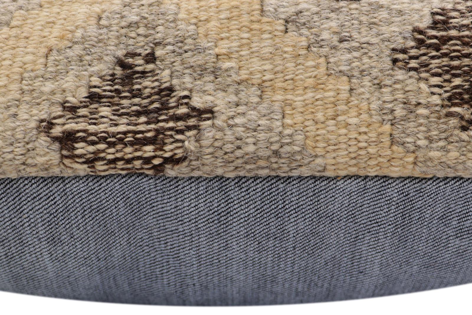 handmade Traditional Pillow Beige Gray Hand-Woven SQUARE 100% WOOL Hand woven turkish pillow2' x 2'