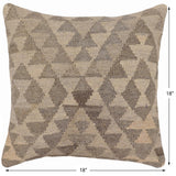 handmade Traditional Pillow Beige Brown Hand-Woven SQUARE 100% WOOL Hand woven turkish pillow2' x 2'