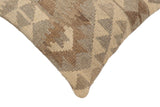handmade Traditional Pillow Beige Gray Hand-Woven SQUARE 100% WOOL Hand woven turkish pillow2' x 2'
