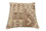 handmade Traditional Pillow Beige Gray Hand-Woven SQUARE 100% WOOL Hand woven turkish pillow2' x 2'