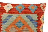 handmade Traditional Pillow Rust Blue Hand-Woven SQUARE 100% WOOL Hand woven turkish pillow2' x 2'
